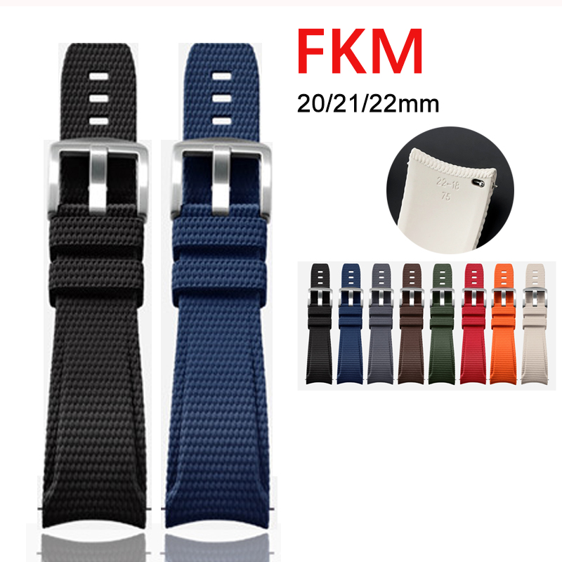 Luxury Watch Engraving - 18/19/20/21/22/23/24mm Fluoro Rubber Watch Strap Curved