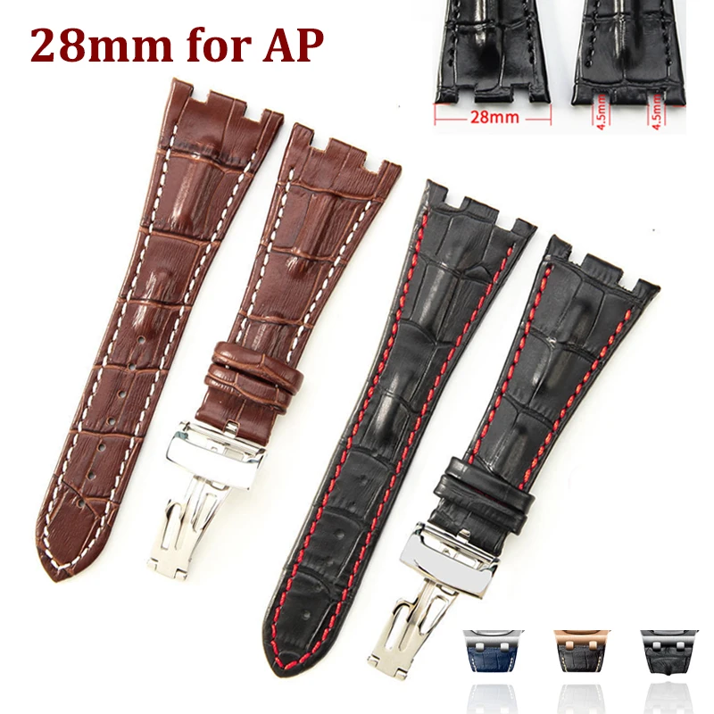 Audemars Piguet Watch Royal Oak - 28mm Genuine Cowhide Strap for Audemars