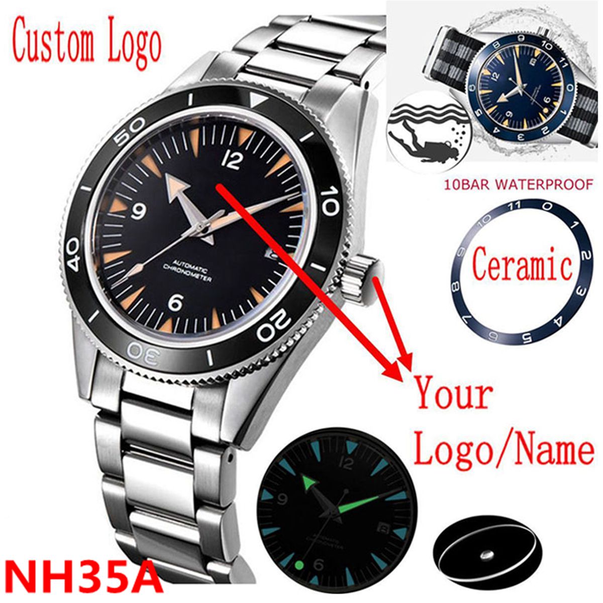 Custom Logo NH35 Movement Watc - Luxury Watch Deals review and price